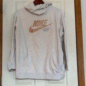 Nike Women’s Light Gray Hoodie with Copper Gold Logo
